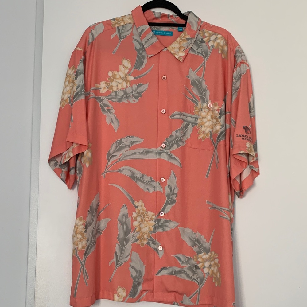 Tori Richard Silk Coral Floral Hawaiian Short-Sleeve Shirt - Lana’i Golf Manele
